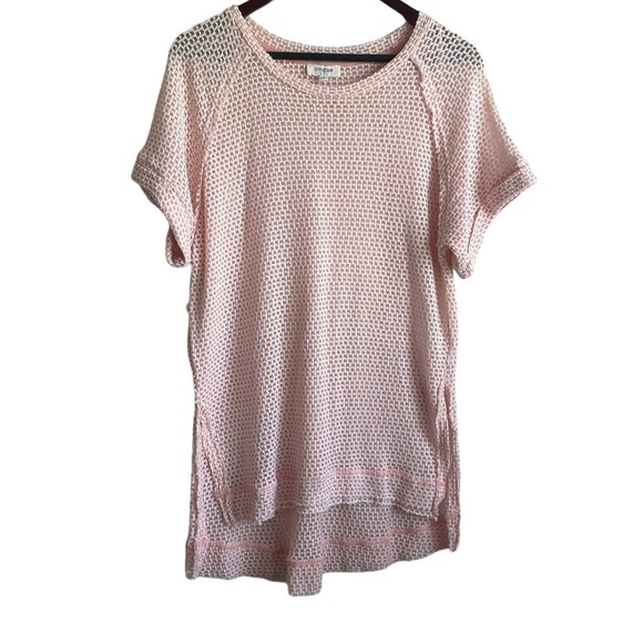 Umgee Tops - Umgee Women Waffle Knit Tunic Top S Blush Raw Seam Relaxed Boho Coastal Longline